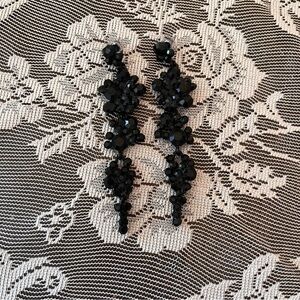 Elegant Black Floral Earrings